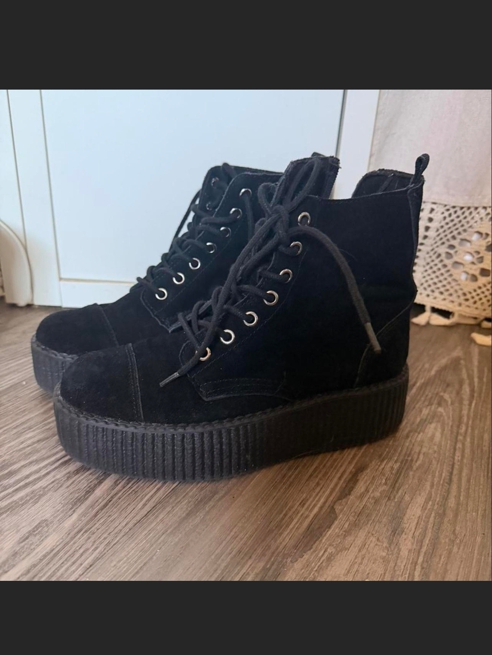 T.U.K. Velvet Suede Mondo Platform Creeper Boots
